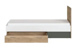 New Bett Eiche (Nachbildung),Cremeweiß,Graphit