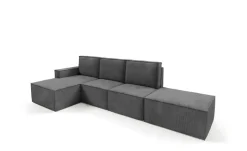 Best Ecksofa mit Pouf Orto Dunkelgrau