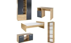 Clearance Jugendzimmer 5er-Set Alessio Eiche (Nachbildung),Anthrazit