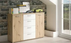 Kommode Eiche Artisan (Nachbildung),Weiß