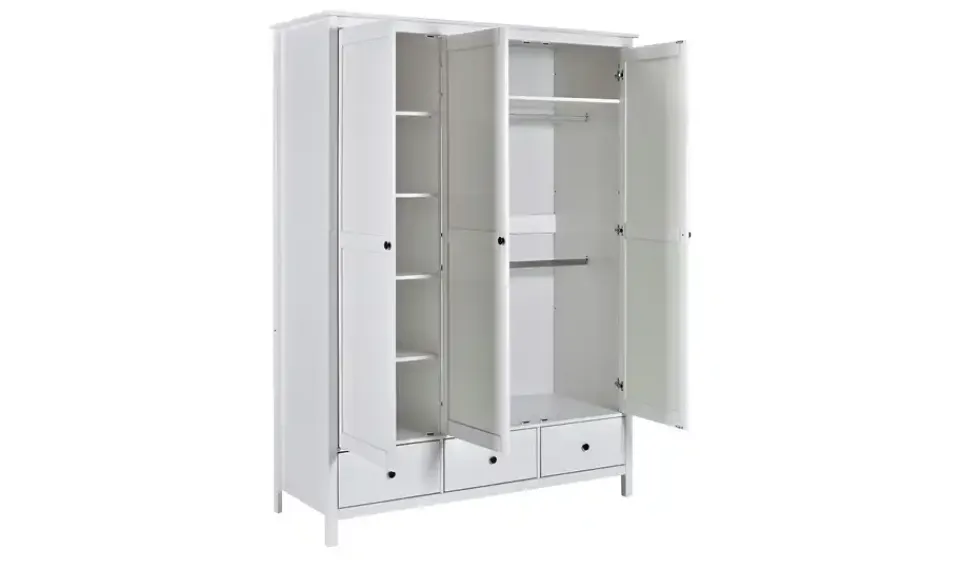 Discount Massivholz-Drehtürenschrank aus Massivholz Weiß