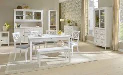 Clearance Vitrine aus Massivholz Kiefer,Weiß