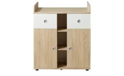 Wickelkommode Eiche Sonoma (Nachbildung),Weiß
